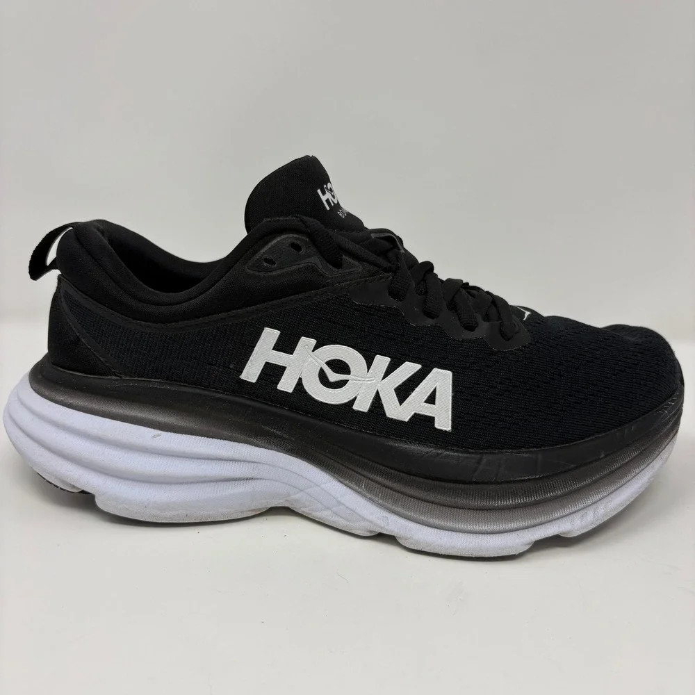 Hoka Bondi 8 Women's Size 7 Black White Running Shoes (1127952 BWHT)